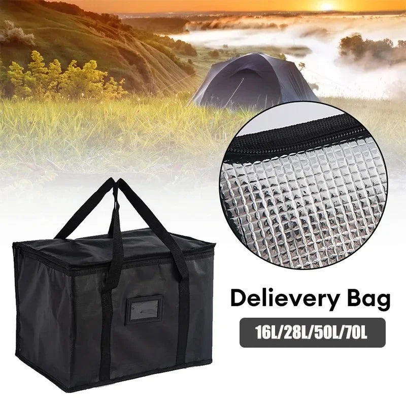16L-70L Insulated Thermal Cooler Bag Insulation Keep Cold Large Capacity Portable Lunch Bag Zip Picnic Camping Tin Foil Food Bag