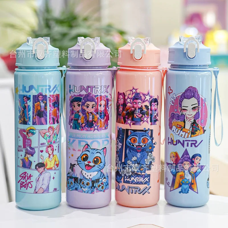 Miniso Portable Outdoor Straw Plastic Water Cup New K-Pop Hunter Magic Girl Group Children'S Cross-Border Drinkware