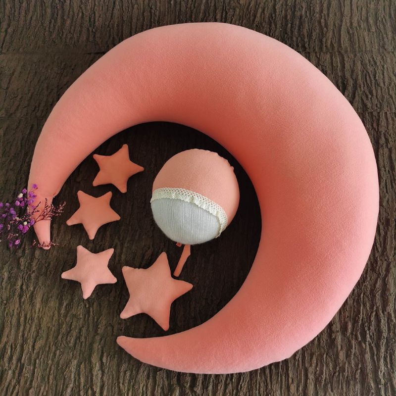 ❤️Newborn Photography Props Accessories Posing Crescent Pillow+Stars+Hat 6Pcs/Set Studio Baby Photo Decoration Moon Fotografia