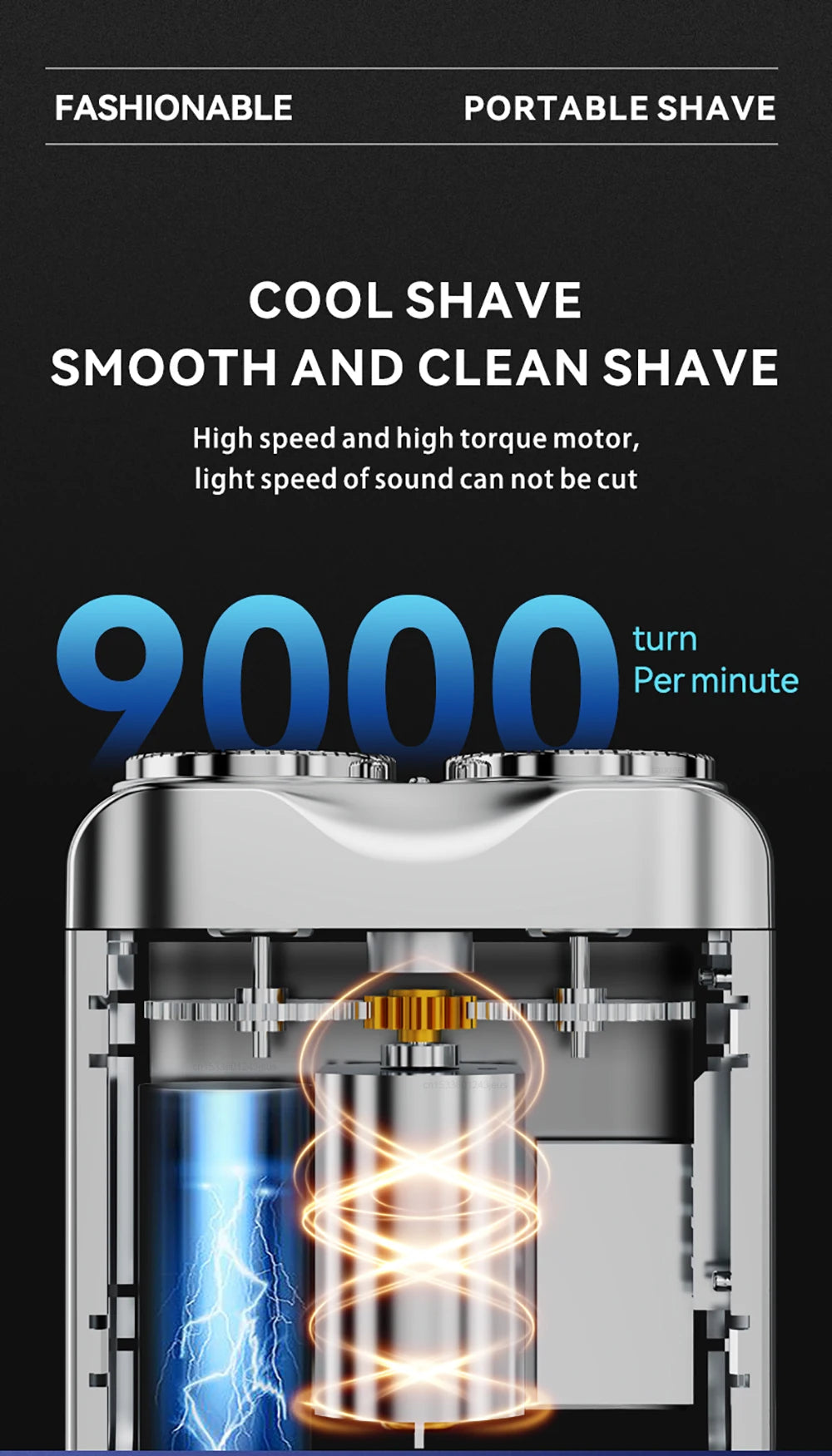 Electric Shaver Men Beard Trimmer Wet Dry Use Dual Blades Razor USB Rechargeable Mini Portable Face Beard Shaver For Home Travel