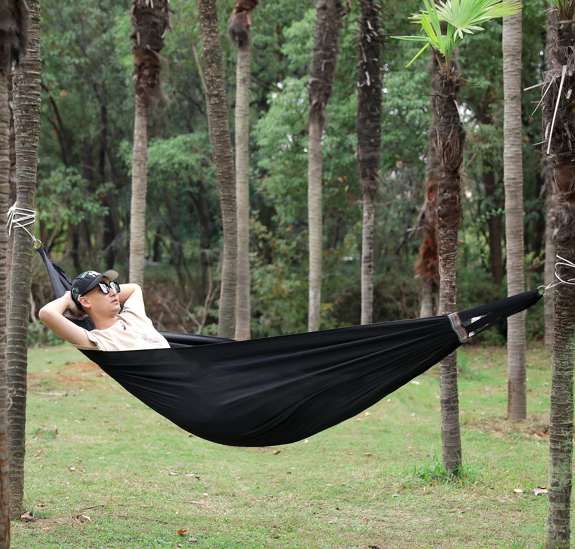 Portable Hanging Hammocks Single Person for Travel Beach Outdoor Camping Colorful High Strength Parachute Fabric Bed Storage Bag