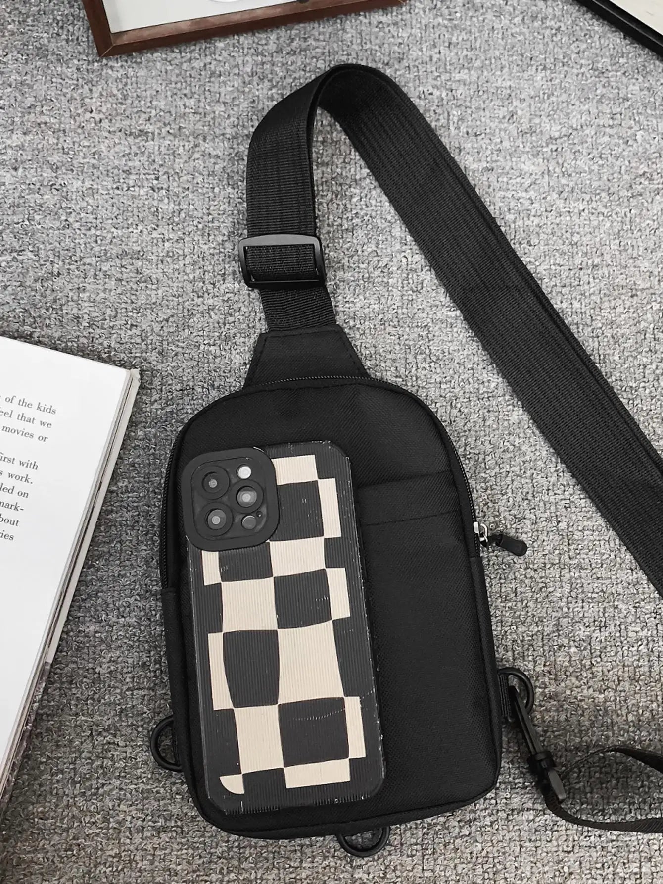Mini Minimalist Sling Bag Black Messenger Bag Fashion Shoulder Bag Casual Chest Bag Backpack Variable Waist Bag Mobile Phone Bag