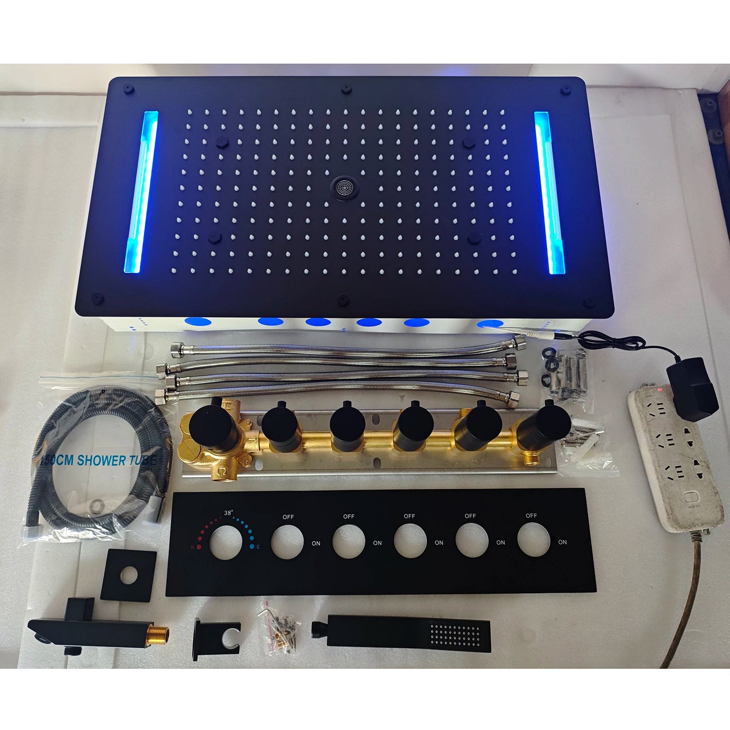 Bathroom Ceiling Concealed 700x380mm Shower Head Panel Set Constant Temperature Valve Mixer Handheld Shower