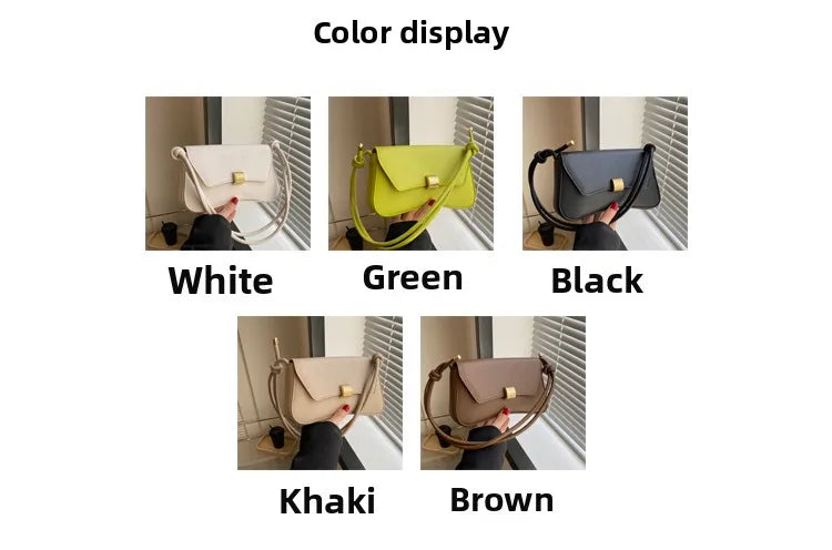 Simple Metal Buckle Handbag MessengerBag, Stylish and Versatile Shoulder Underarm Bag, Chic Baguette Bags for Women Daily Use