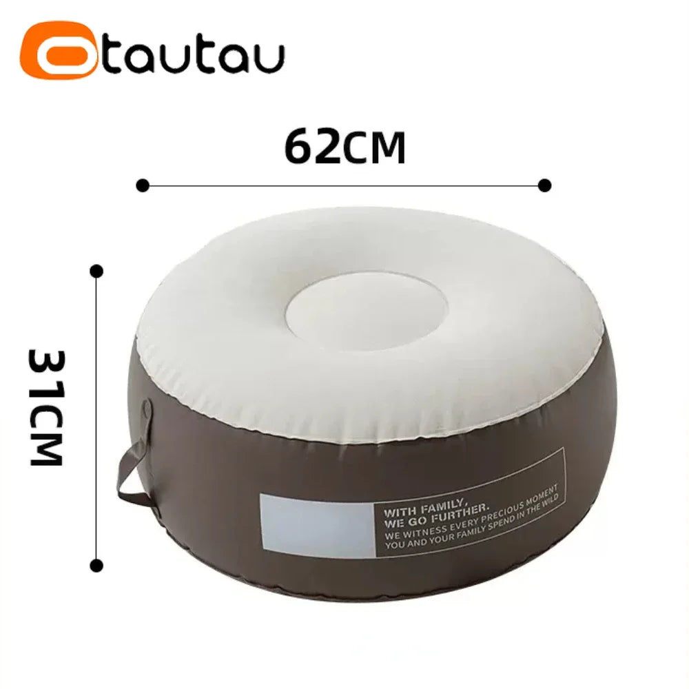 OTAUTAU Outdoor Inflatable Sofa with Footrest Ottoman Stool Portable Camping Folding Furniture Chasie Lounge Recliner SF101