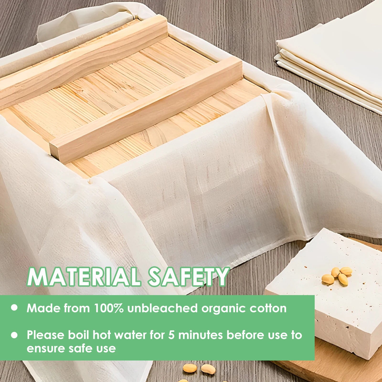 Stainless Steel Tofu Mold and White Cotton Gauze Cheesecloth DetachableSoybean Curd Tofu Making Mold Kitchen Cooking Tool