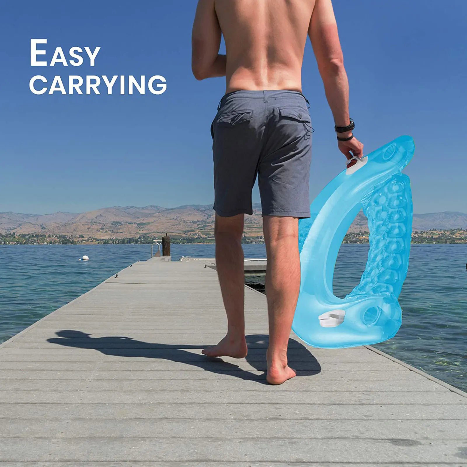 Inflatable Pool Floats for Adult Kids, Float Chairs with Cupholders and Handles Pool Lounges, PVC Water Mattresses Hammock Mat