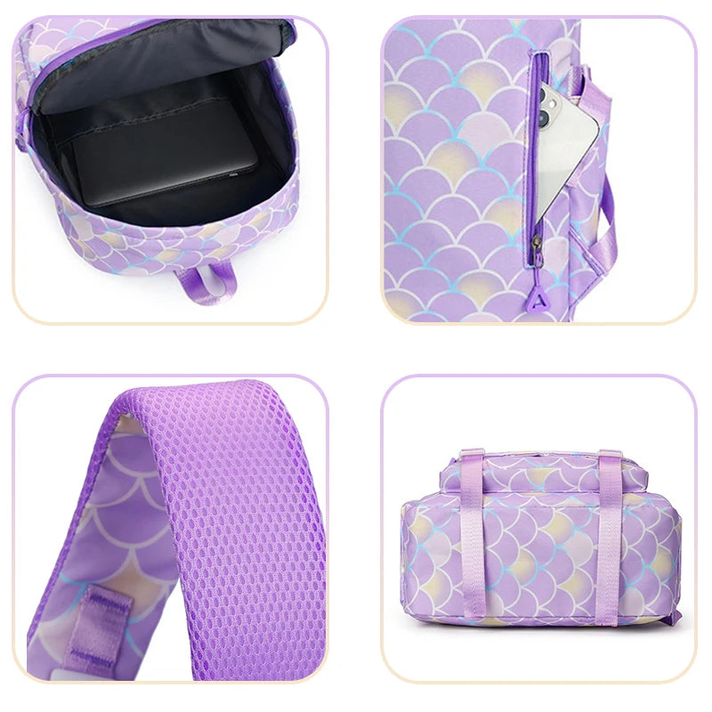 3Pcs Backpack Set Lilo Stitch Girl Kid Student Schoolbags Double Shoulder Bag Travel Pen Lunch Bag Kawaii Bookbag Laptop Bag Set