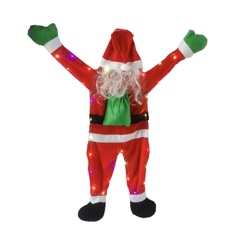 1.7M Shining Santa Claus Wall Climbing Christmas Velvet Santa Claus Hanging Window Hanger Decor WallDoor Xmas Outdoor Chimney De