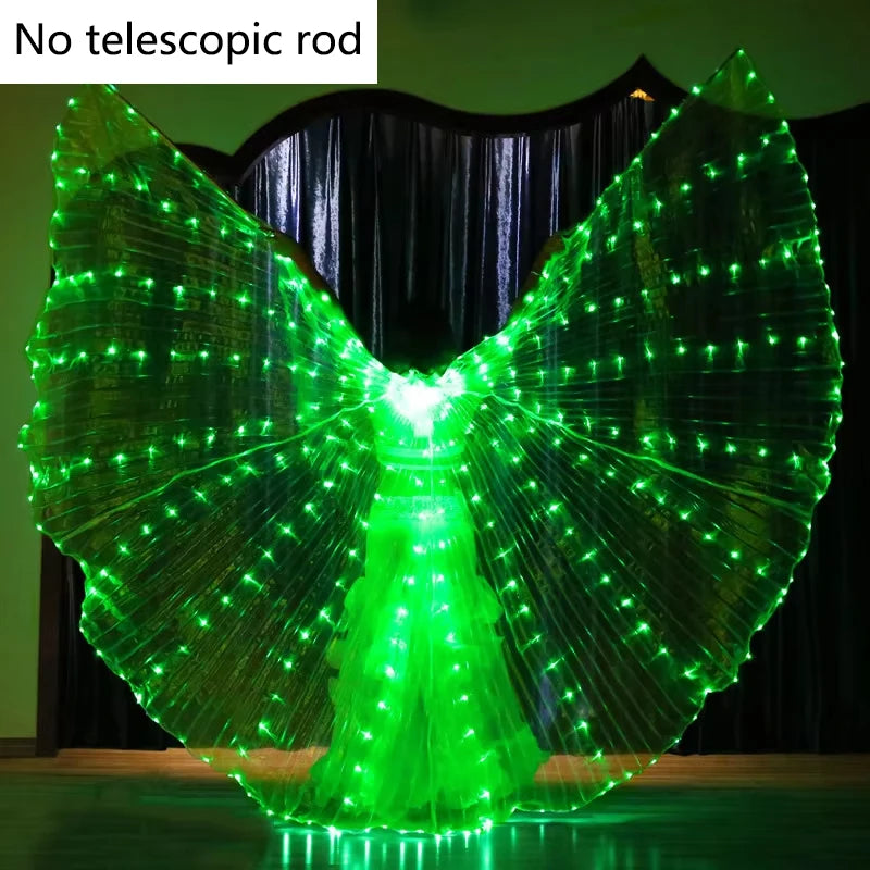 LED Luminous Butterfly Wing Belly Dancing Performance Costumes Stage Show Christmas Party Lighting Cloak Luminous Butterfly Wing