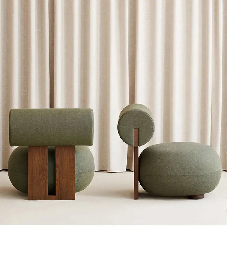 Homestaybalcony Lamb Velvet Single Sofa in The Ancient Style Leisure Back Sofa Chairs Cream Style Solid Wood Sofa Chair