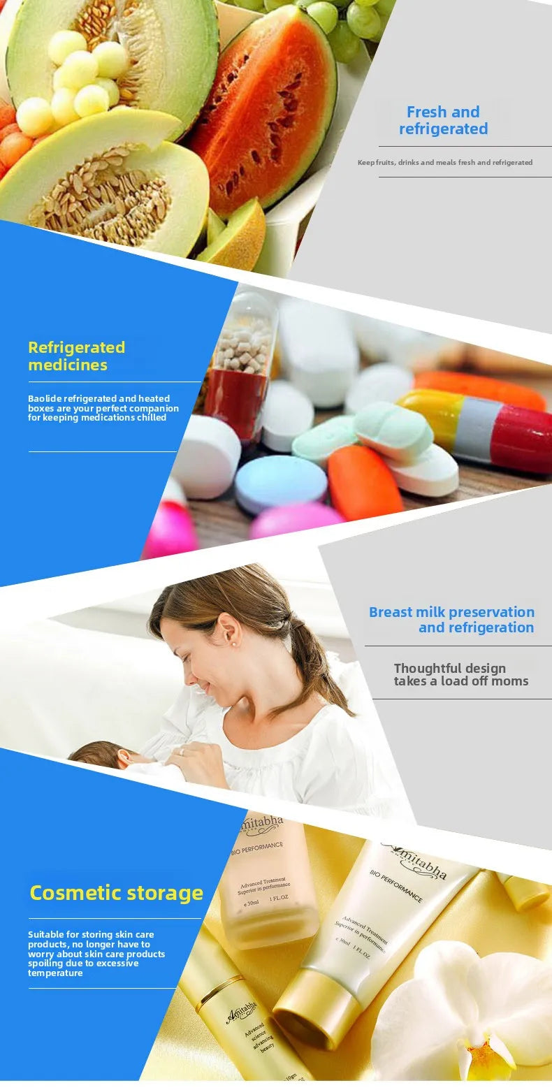 6L Portable Car Refrigerator Semiconductor Cooler Warmer 2in1 Dual Use for Vehicle