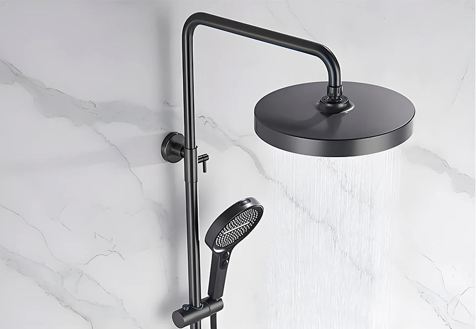 VGX Gold Shower System Set Bathroom Shower Faucet Set 3-way Rainfall Shower Set Shower Mixer Crane with Hand Shower Set White