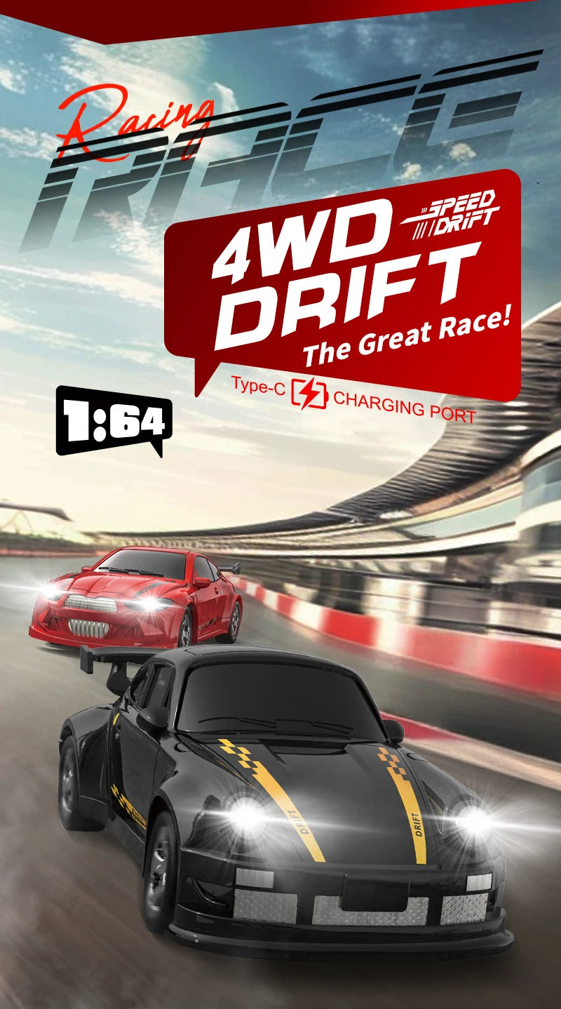 2025 New Kf20 1:64 Drift Rc Car Four-wheel remote-controlled racing car Full proportions Desk Competition Toy Boys Ideal gifts.