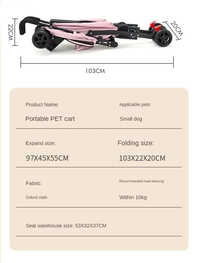 Pet Cat and Dog Stroller Dog Cat Teddy Baby Stroller Lightweight and Foldable for Small Pet Dogs When Going Out