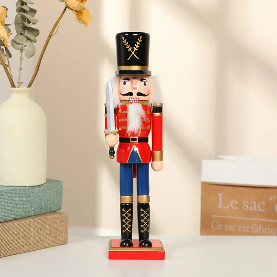 1Pcs 30CM Nutcracker Puppet Soldier Decoration Painted Vintage Design Christmas Elements Home Tabletop Decorations