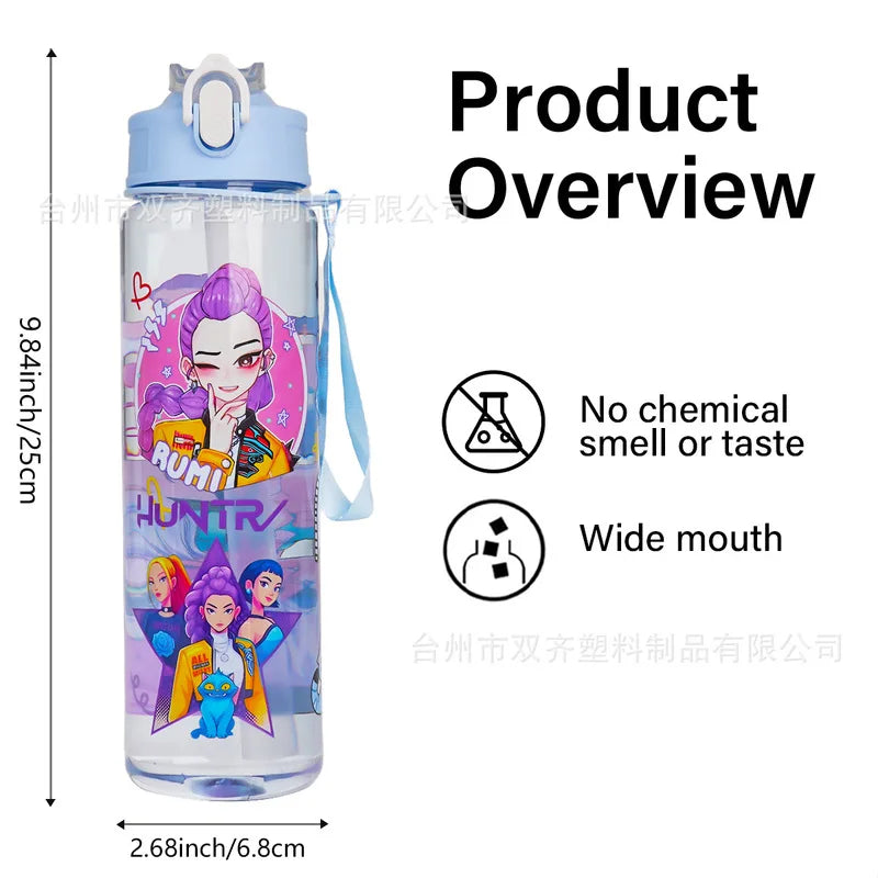 Miniso Portable Outdoor Straw Plastic Water Cup New K-Pop Hunter Magic Girl Group Children'S Cross-Border Drinkware