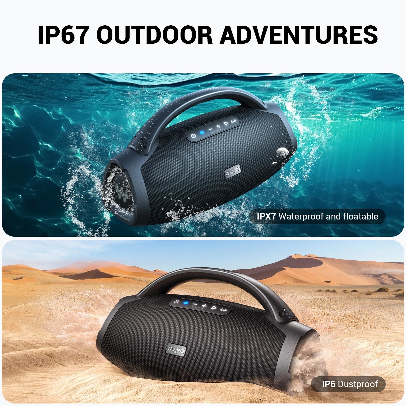 W-KING X20 Portable Bluetooth Speaker 200W RMS Outdoor Wireless Speaker IPX7 Waterproof Speaker Party Camping 24H Playtime