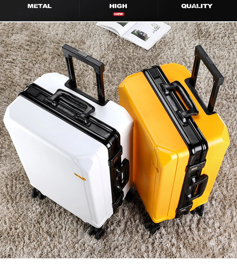 Fashion rolling luggage aluminum frame USB charging trolley suitcase 20/24/26/28 inch students password travel luggage