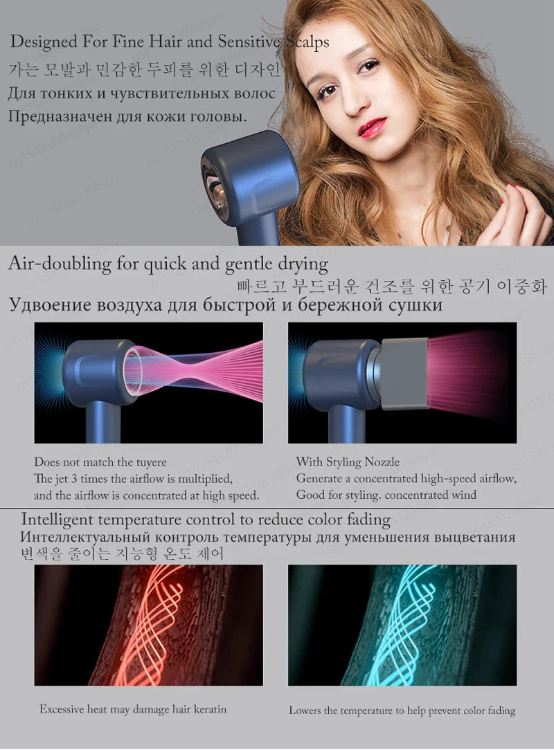Professional Super Hair Dryer Personal Hair Care Styling Negative ion Salon Tool Constant Anion Electric Leafless Hair Dryers