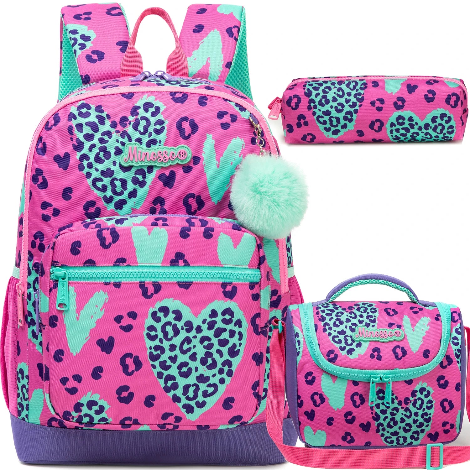 Backpack for Girls with Lunch Bag Pencil Case School Bags Sets for Boys 3pcs for Elementary Student Teen