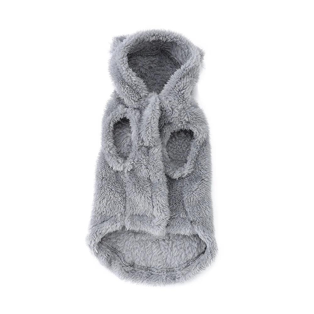 Cozy Pet Clothes Winter Soft Fleece Puppy Sweater For Small Medium Dogs Cats Cute Ear Hooded Jacket Coat Yorkshire Pug Apparel