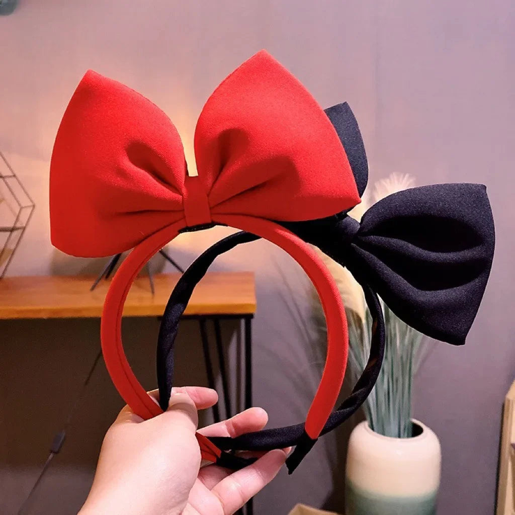 Girls Hair bows Hair Accessories Red Snow White Hair Band Handmade Red Bow Headband Fabric Bow Tie Net Red Hair Band Headdress