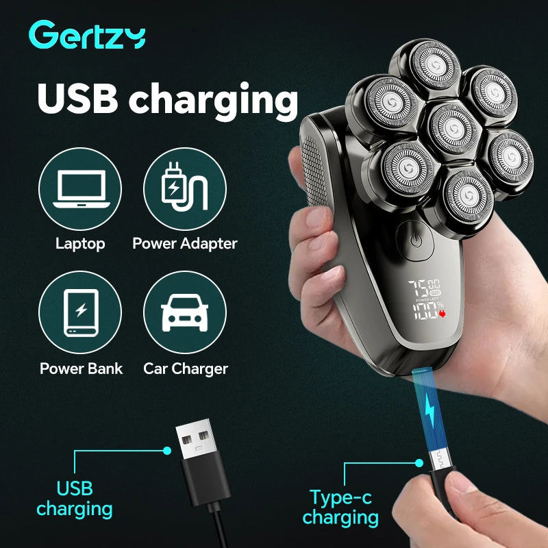 USB charging electric men's shaver standalone, hair clipper, seven blade head can be used as a bald head machine