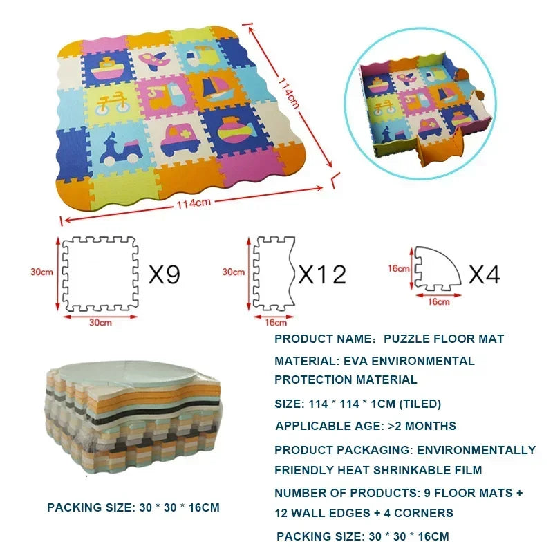EVA Foam Play Mat with Fence Baby Puzzle Jigsaw Floor Mats Thick Carpet Pad for Kids Educational Toys Activity Pad Playmat
