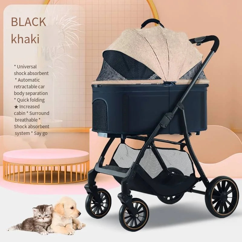 2025 Pet Stroller for Dogs and Cats Going Out, Detachable and Foldable, Lightweight Small Cart for Walking Dogs and Walking Cats