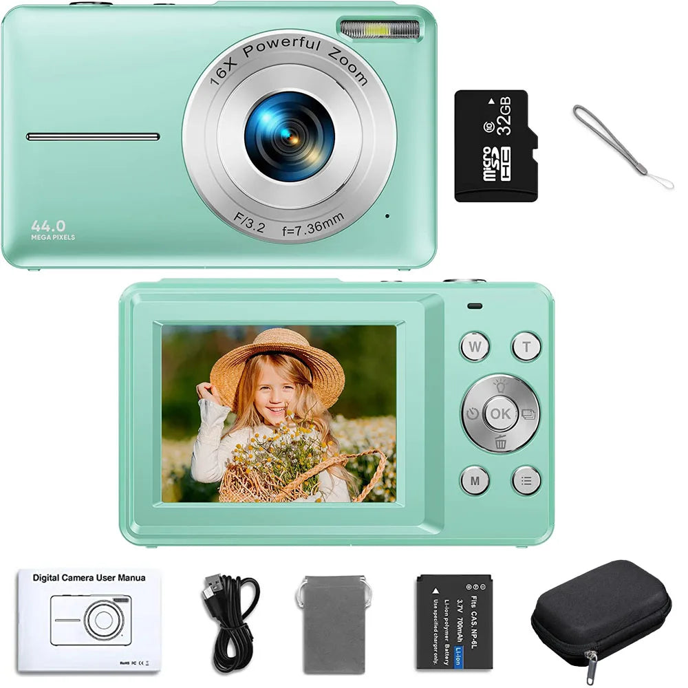 Digital Camera Children Camera for Children Camcorder with 16x Zoom Compact Cameras 1080P 44MP Cameras for Beginner Photography