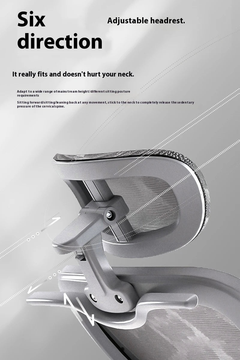 Ergonomic Office Chair High Back Computer Desk Chair 6D Adjustable Headrest And Lumbar Support Mesh Swivel Reclining Gaming Seat