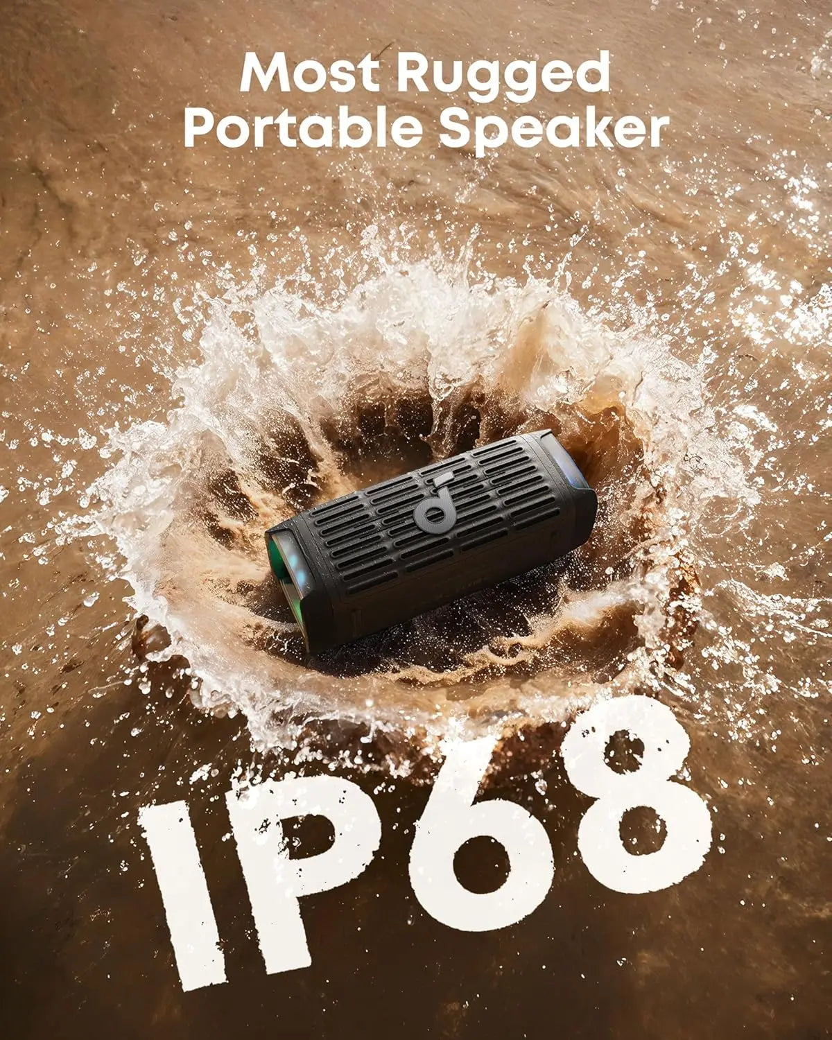 Soundcore Boom 3i by Anker Rugged Outdoor Speakers IP68 Waterproof Floating Playback Saltwater-Resistant BassUp 2.0 16H Playtime