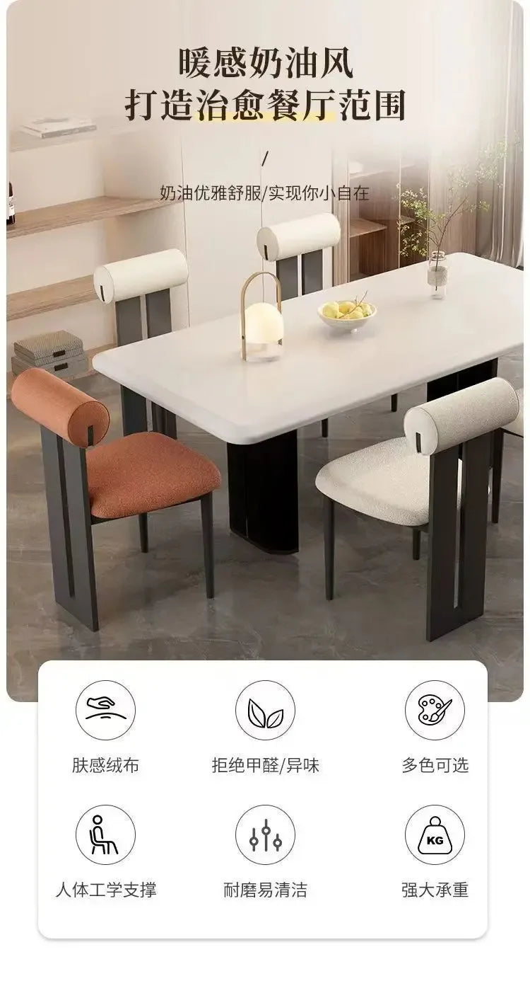 Nordic French Vintage Solid Wood Dining Chair - Mid-Century Retro Backrest Hippo Chair for Home, Living Room & Vanity