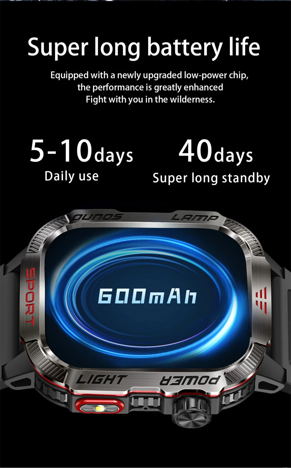New Military GPS Smart Watch Men Flashlight Compass Waterproof 600mAh Battery Outdoor Sport Tracker Bluetooth Call Smartwatch