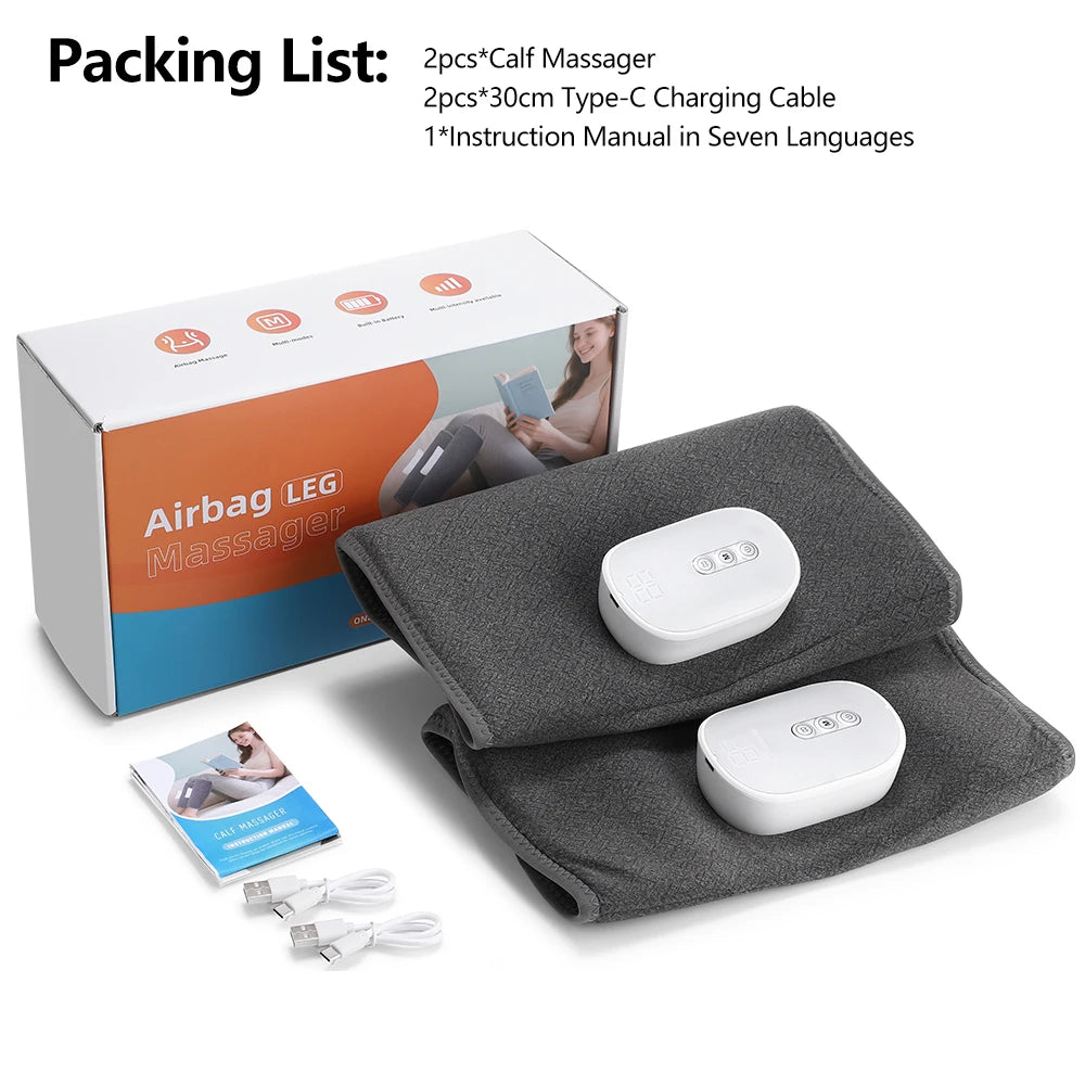 Blood Circulation Calf Massager with 4 Heat 8 Intensities Electric Airbag Compression Leg Massage Wrap Foot Muscle Relaxation