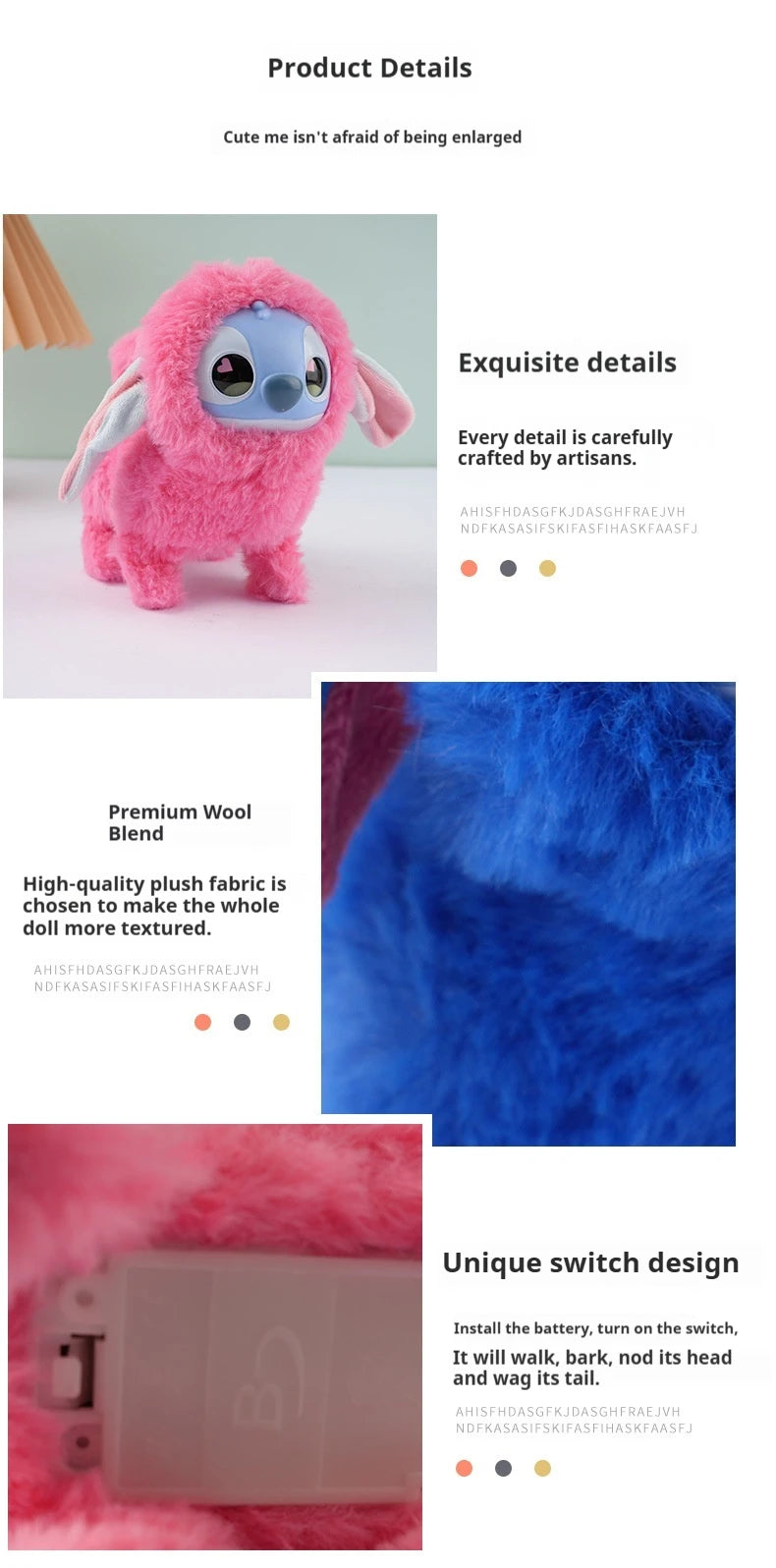 Plush Toys Walking Stitch Toys Interactive Electronic Pet Plush Toy Stitch Toy Puppy Woof and Moving Animated Nodding Head Gifts