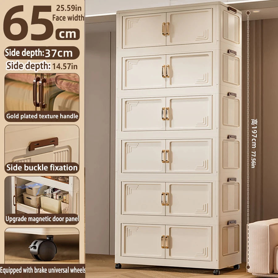 45/55/65cm Length Multifunction Folding Storage Cabinet Dustproof Wardrobe Large Capacity Sundries Cabinet