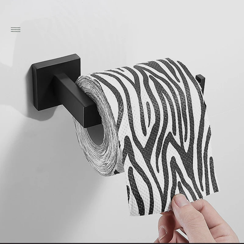 Bathroom Accessories Set Matte Black Wall Shelf Toilet Roll Paper Holder Robe Hook Hanger Towel Rail Bar Rack Ring Bath Hardware