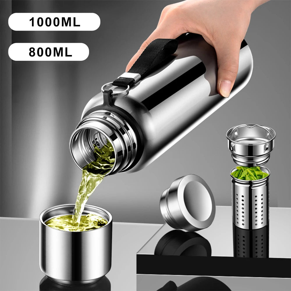 1000ML Stainless Steel Thermos Bottle Keep Cold and Hot Insulated Cup Sport Thermal Water Bottle Outdoor Campping Vacuum Flasks