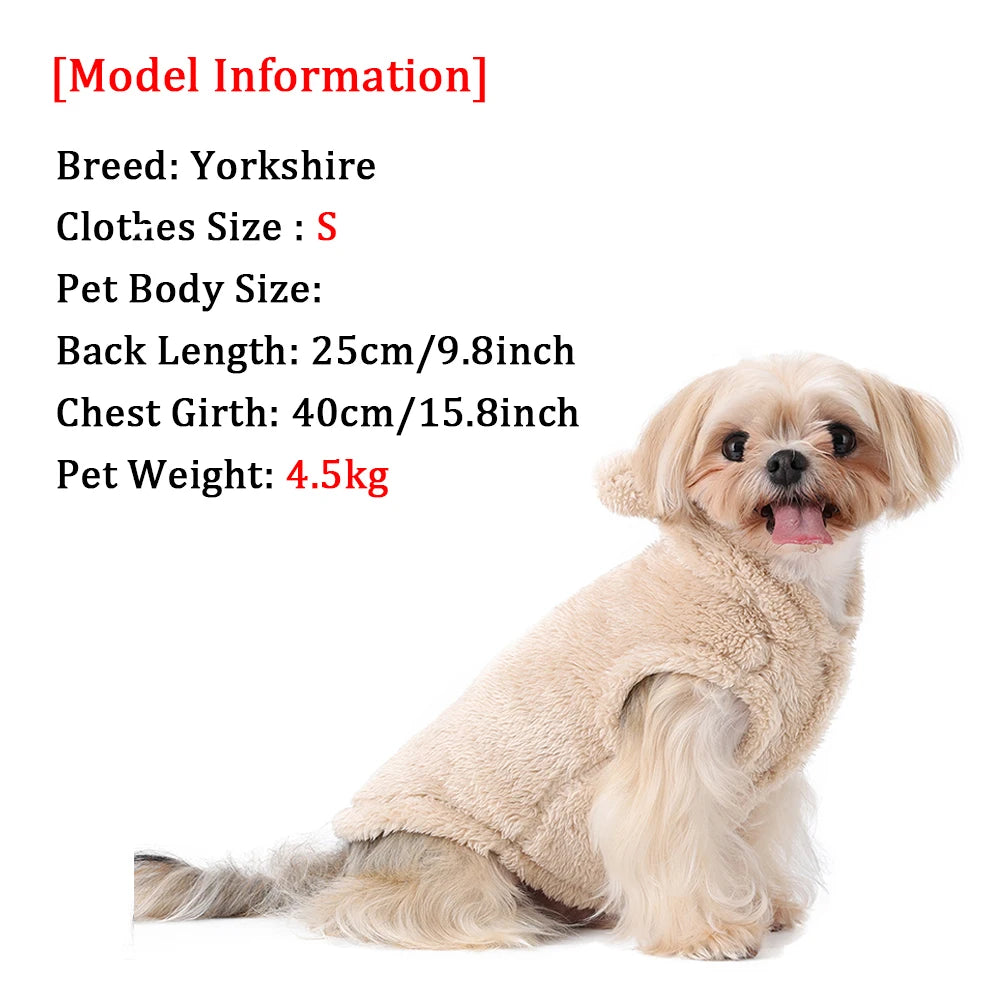 Cozy Pet Clothes Winter Soft Fleece Puppy Sweater For Small Medium Dogs Cats Cute Ear Hooded Jacket Coat Yorkshire Pug Apparel