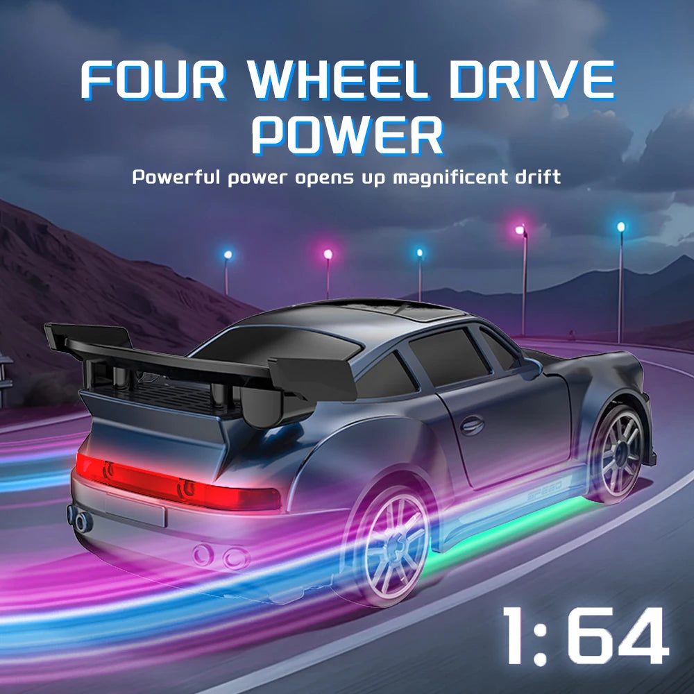 1: 64 Desktop Drift Car Four-Wheel Drive Full Proportion Mini Racing Toy With Rechargeable Battery, Children's Holiday Gift