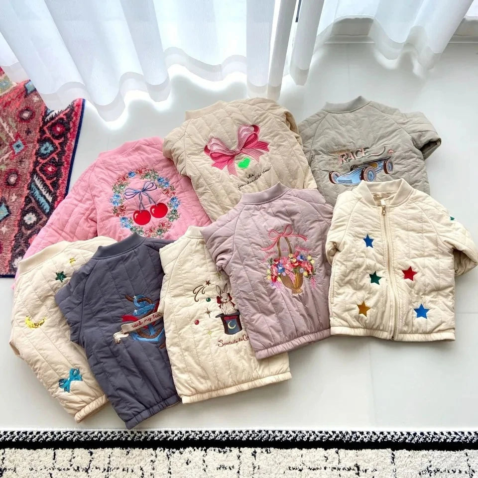 2025 KS Winter Baby Boys Cartoon Lambswool Jackets Kids Cotton Clothes Girls Jackets Outerwear Coats Boys Flight Suit Jackets