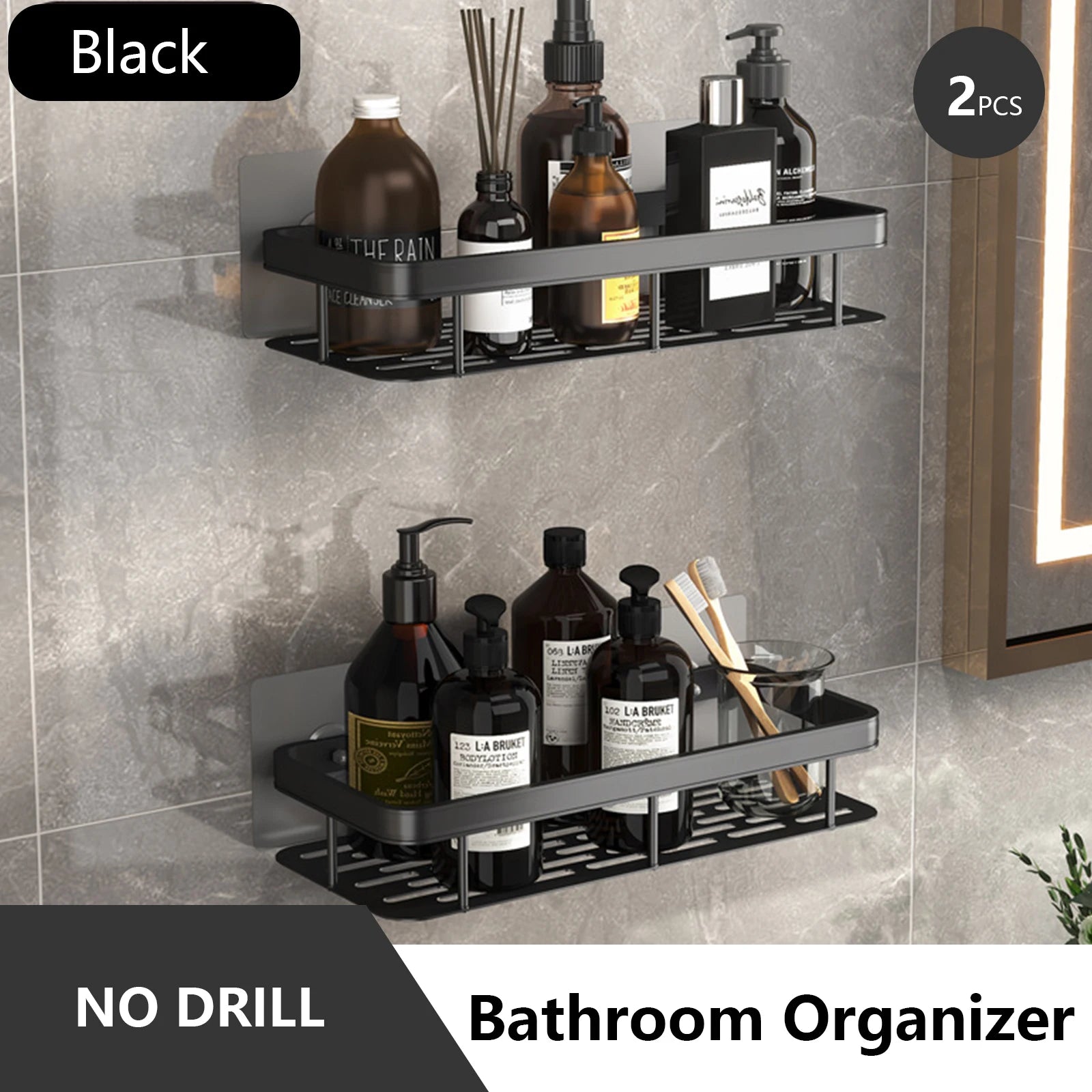 Bathroom Storage Rack Stainless Steel Anti Rust Storage Shower Rack Suction Cup Storage Rack Household Storage Appliances