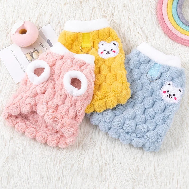 Pet Dog Warm Coat Winter Dog Clothes Kitten Puppy Vest Fleece Dog Costume Chihuahua Bichon Clothing Cardigan Girls Dog Apparel
