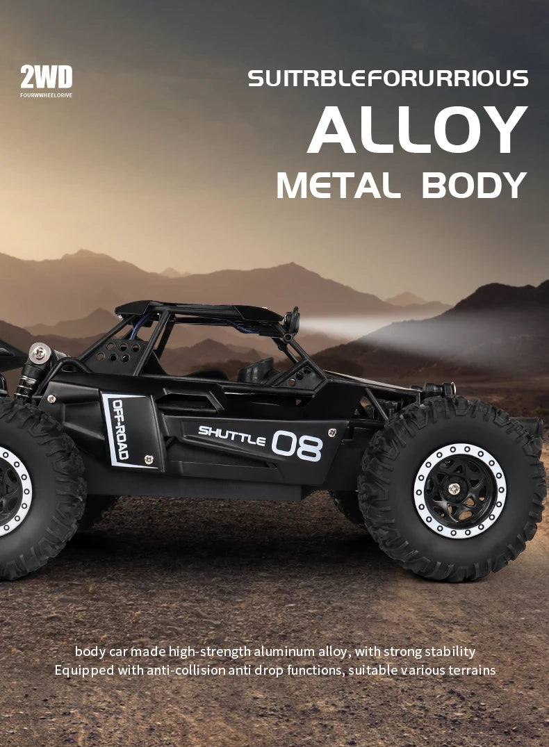 ZWN 1:16 2.4Gh Model RC Car With LED Lights 2WD Off-road Remote Control Climbing Vehicle Outdoor Cars Toys for Boys Girls Gifts