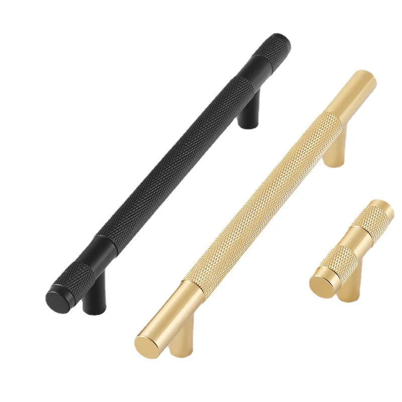 Black Gold Knurled Kitchen Cupboard Cabinet Storage Handles Closet T Bar Wardrobe Door Pulls Door Knobs Home Furniture Handles
