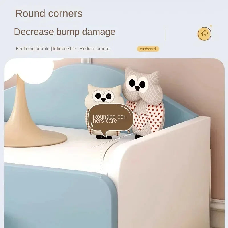 Modern Nightstand with Double Drawers Cute Kid's Bedside Table Multi-Functional White Cabinet for Girls' Bedrooms