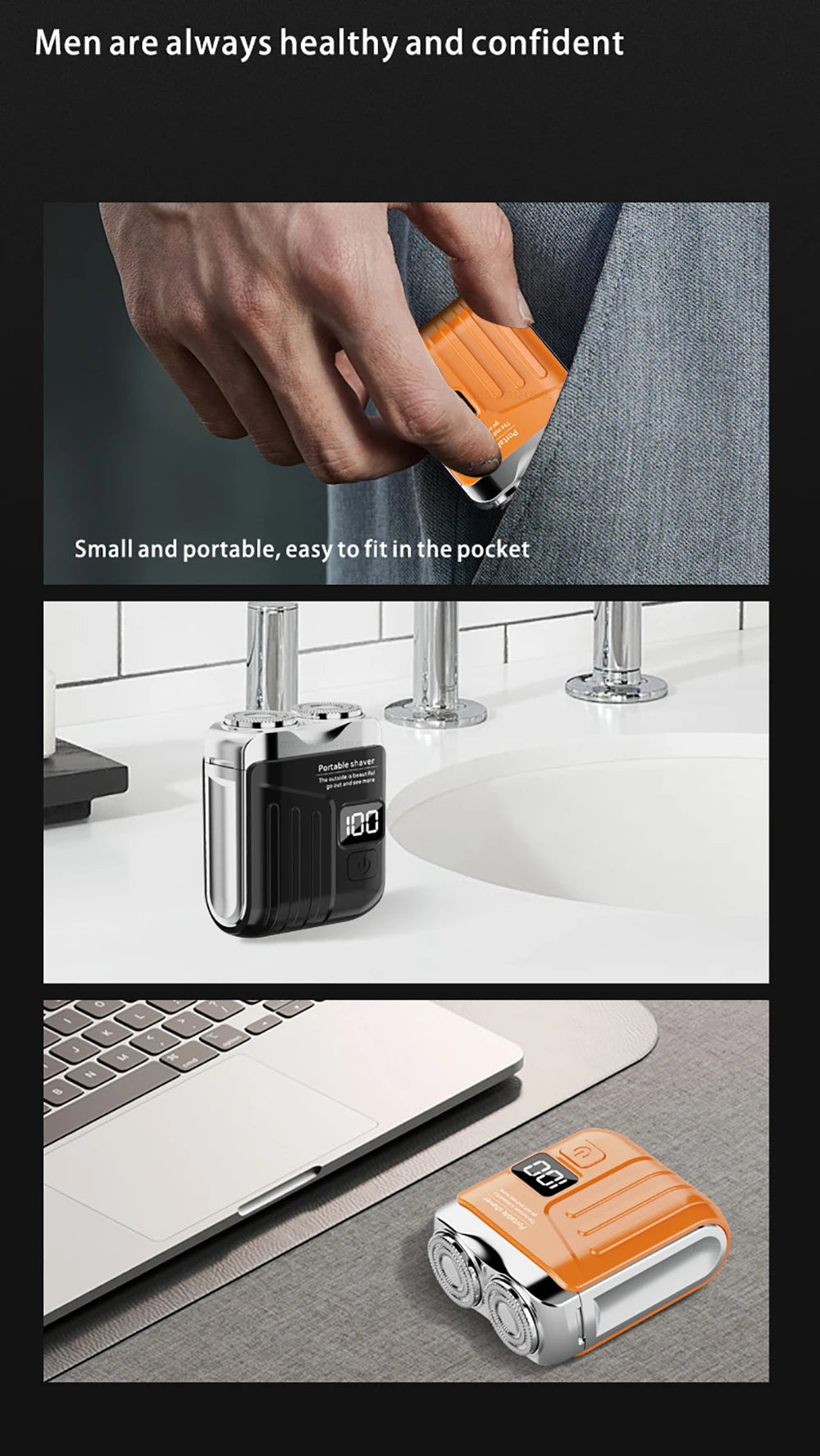 Electric Shaver Men Beard Trimmer Wet Dry Use Dual Blades Razor USB Rechargeable Mini Portable Face Beard Shaver For Home Travel