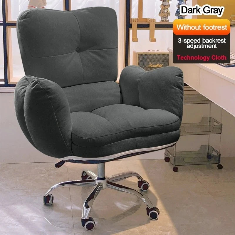 Soft Cloth Wide Fixed Armrests Home Gaming Desk Chair Leather Thick Ergonomic Office Chair Adjustable Gamer Computer Sofa Chairs